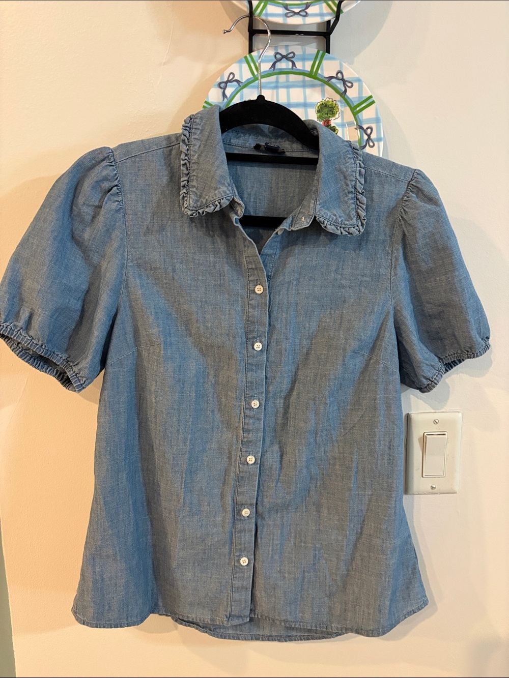 J Crew cotton denim look blouse